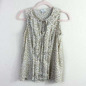 J. Crew Sleeveless Pleated Tie-Neck Leopard Cheetah  Animal Print Tank Top XXS